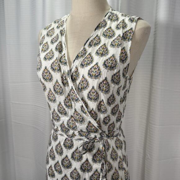 Roller Rabbit Printed Wrap Dress Midi Boho Lightweight Blue White Womens Size XS - Picture 2 of 9
